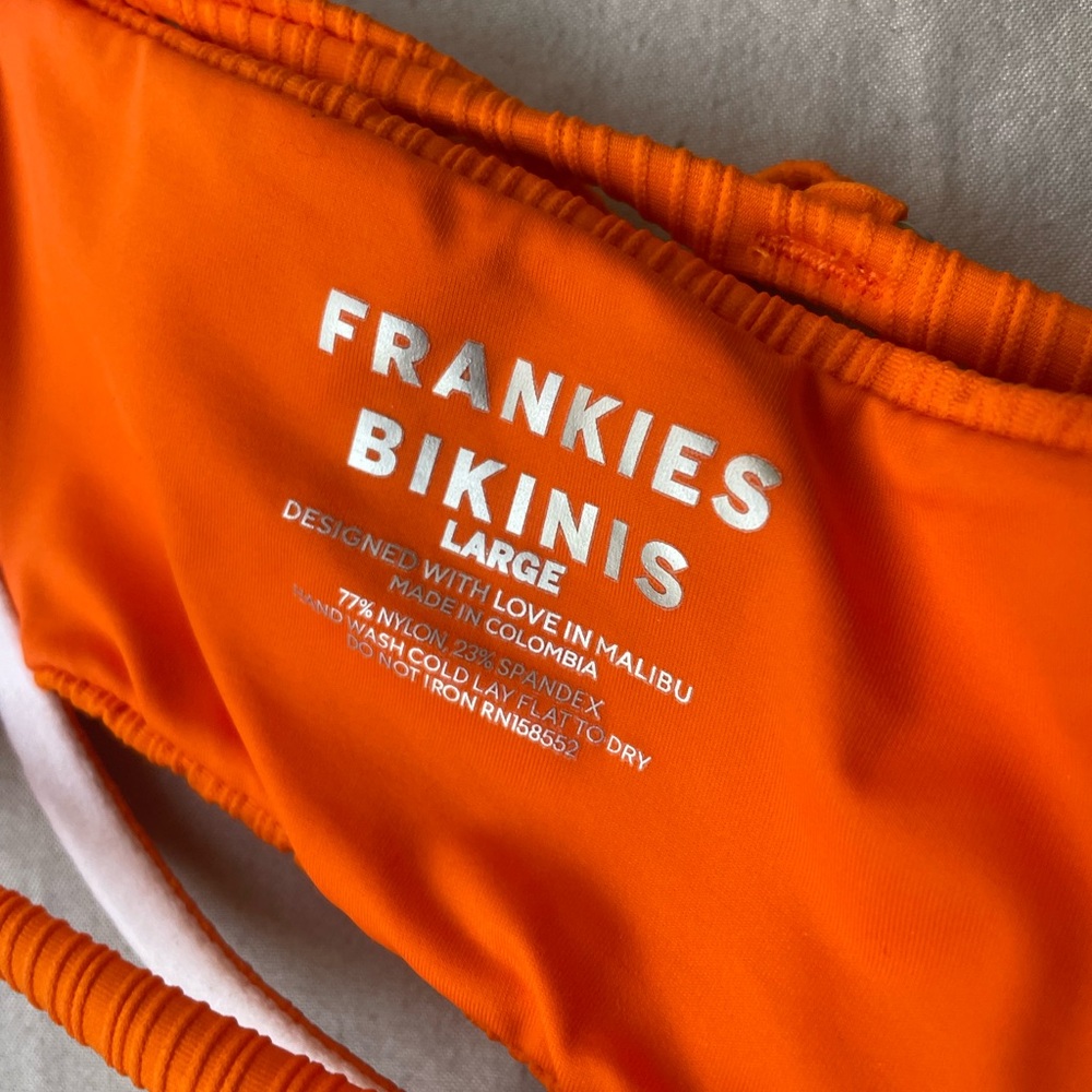 Frankie’s Bikinis Orange Ribbed Bikini Top and Bottom Set Large - Picture 4 of 5
